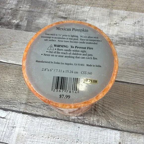 2009 Mexican Pumpkin Spice Scent Pillar Candle 6" Tall Orange Fall Harvest Décor - Picture 4 of 7